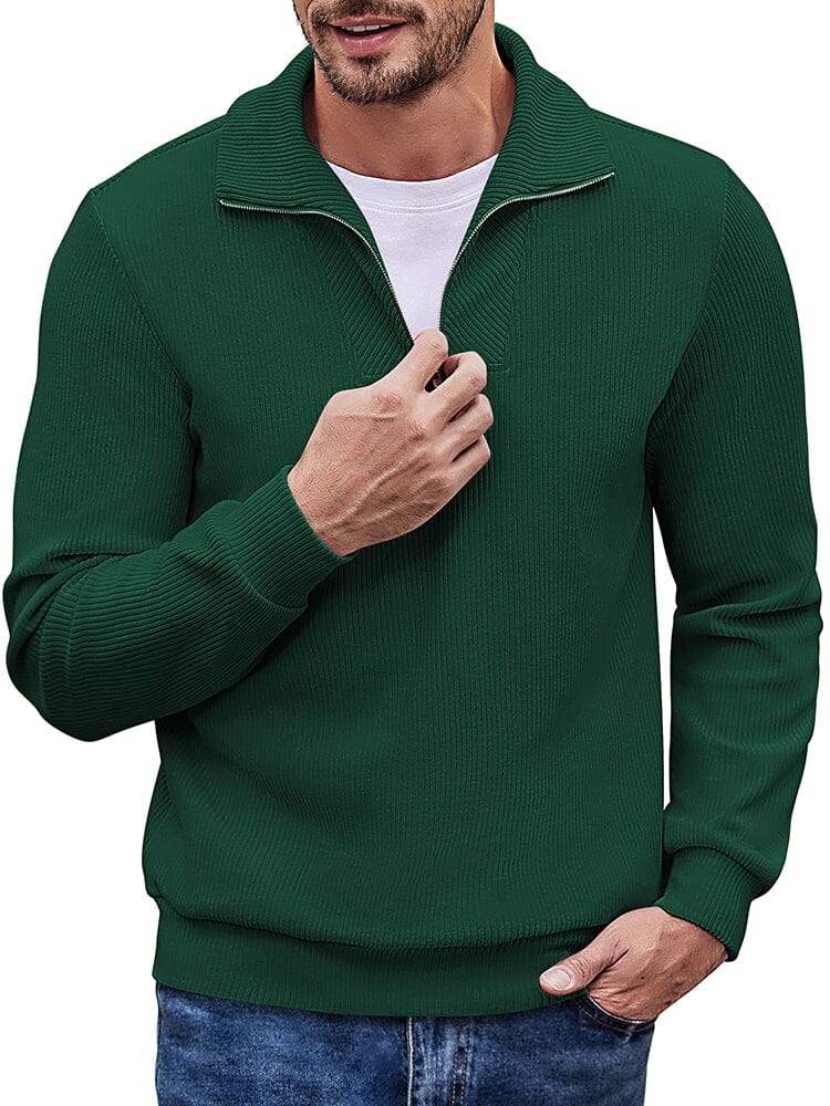 Casual Corduroy Polo Collar Jumper