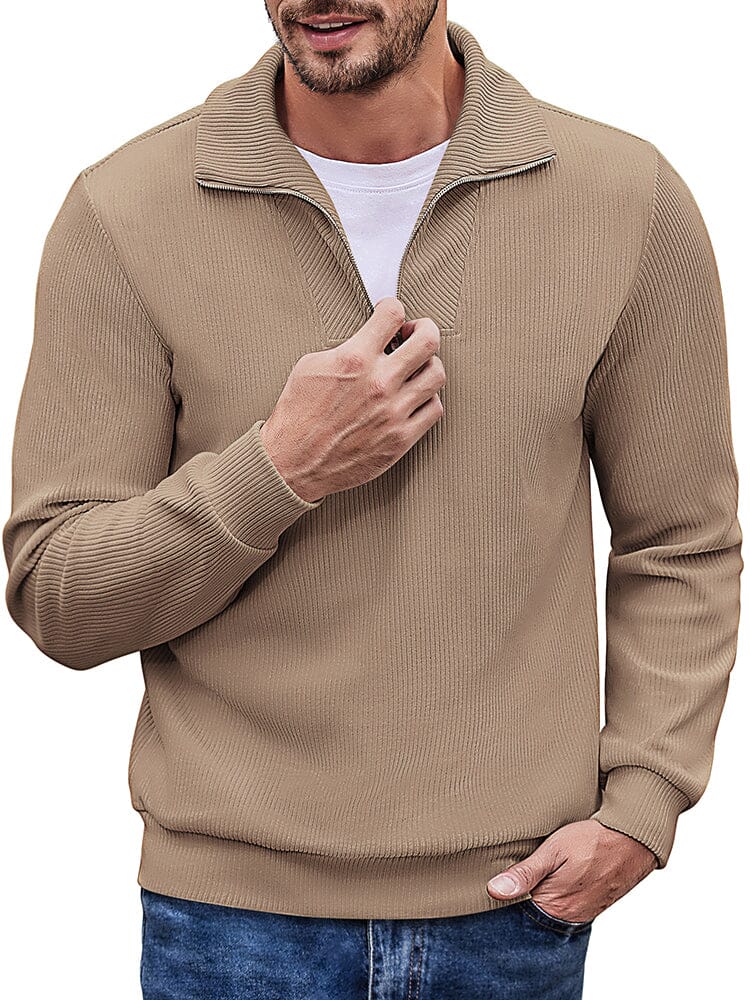 Casual Corduroy Polo Collar Jumper