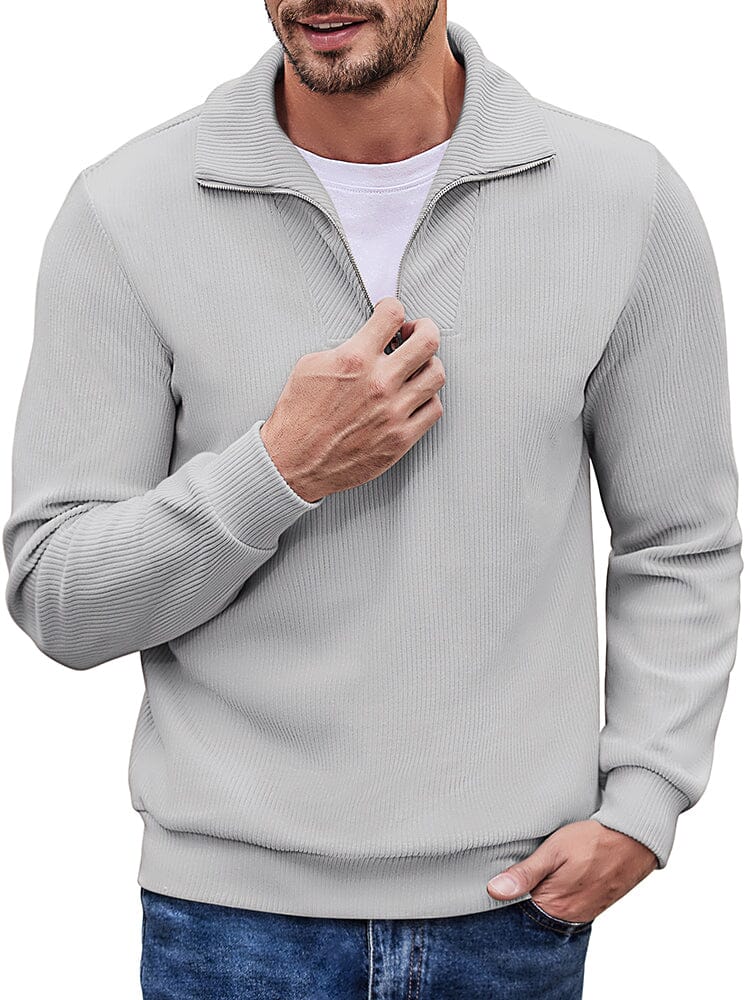 Casual Corduroy Polo Collar Jumper