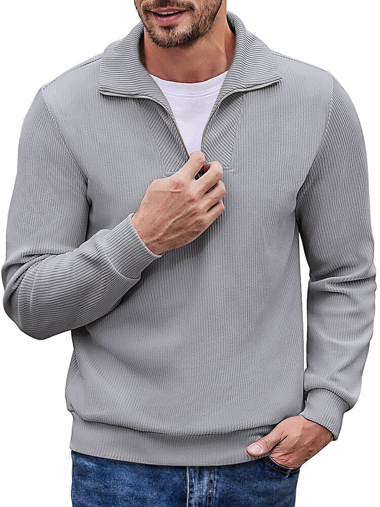 Casual Corduroy Polo Collar Jumper