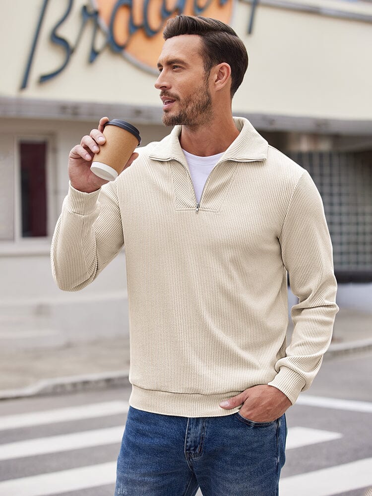 Lässig Corduroy Polo Collar Pullover (US Only)