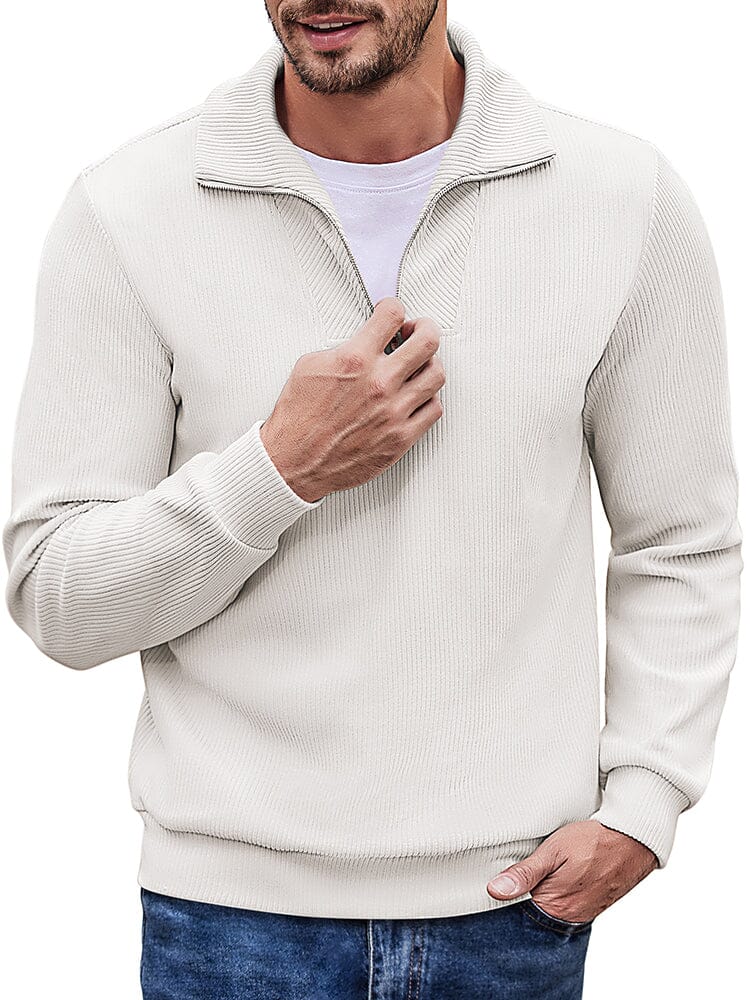 Casual Corduroy Polo Collar Jumper