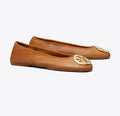 TORY BURCH REVA TRAVEL BALLET  -  Pecan Praline / Gold