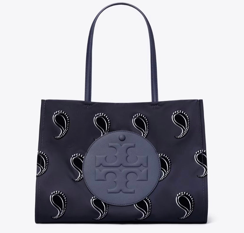 TORY BURCH SMALL ELLA PRINTED TOTE  -  medium navy pajama print