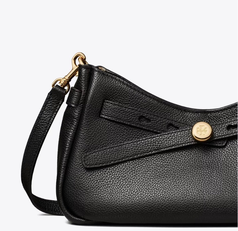 TORY BURCH ROMY ZIP TOP CROSSBODY  -  black