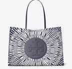 TORY BURCH ELLA PRINTED TOTE  -  navy circle