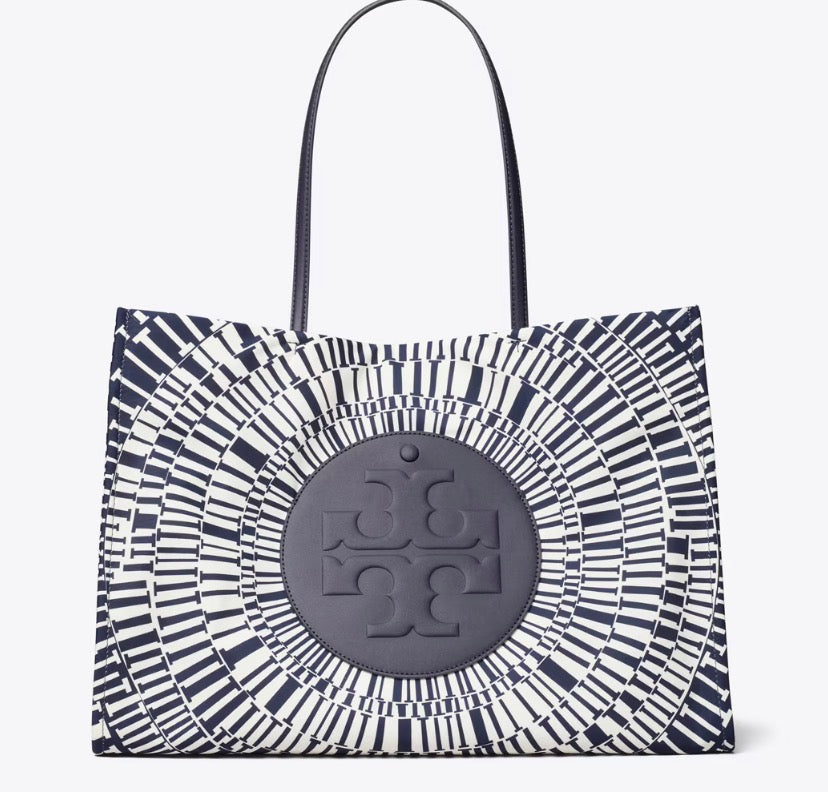 TORY BURCH ELLA PRINTED TOTE  -  navy circle