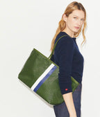 TORY BURCH RACER TOTE  -  green printed