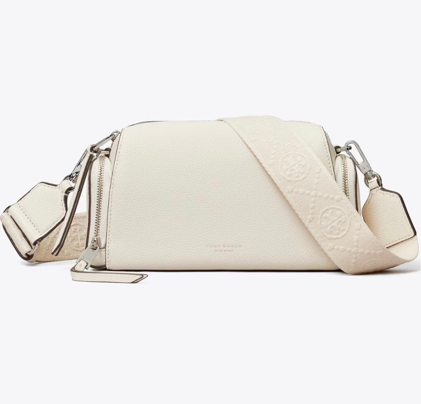 TORY BURCH PERRY VOYAGER CROSSBODY BAG  -  light cream