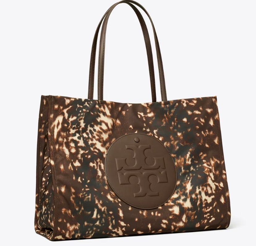 TORY BURCH ELLA PRINTED TOTE  -  fall fawn
