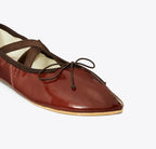 TORY BURCH PEEP-TOE MARY JANE BALLET   -  Russet Brown