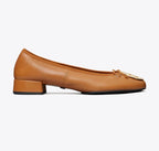 TORY BURCH REVA HEELED BALLET   -   Pecan Praline / Gold