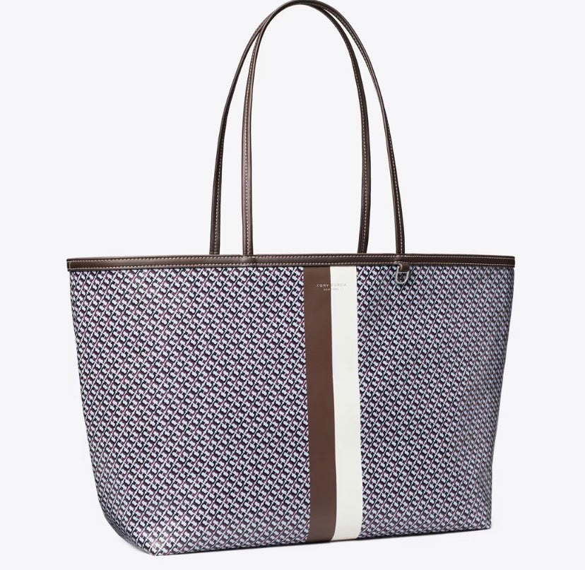 TORY BURCH RACER TOTE  -  blue printed