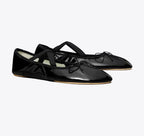 TORY BURCH PEEP-TOE MARY JANE BALLET   -  Perfect Black