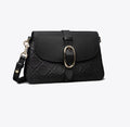 TORY BURCH T MONOGRAM PEBBLED SOFT SMALL SHOULDER BAG  -  black