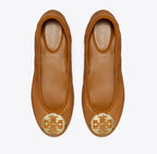 TORY BURCH REVA TRAVEL BALLET  -  Pecan Praline / Gold