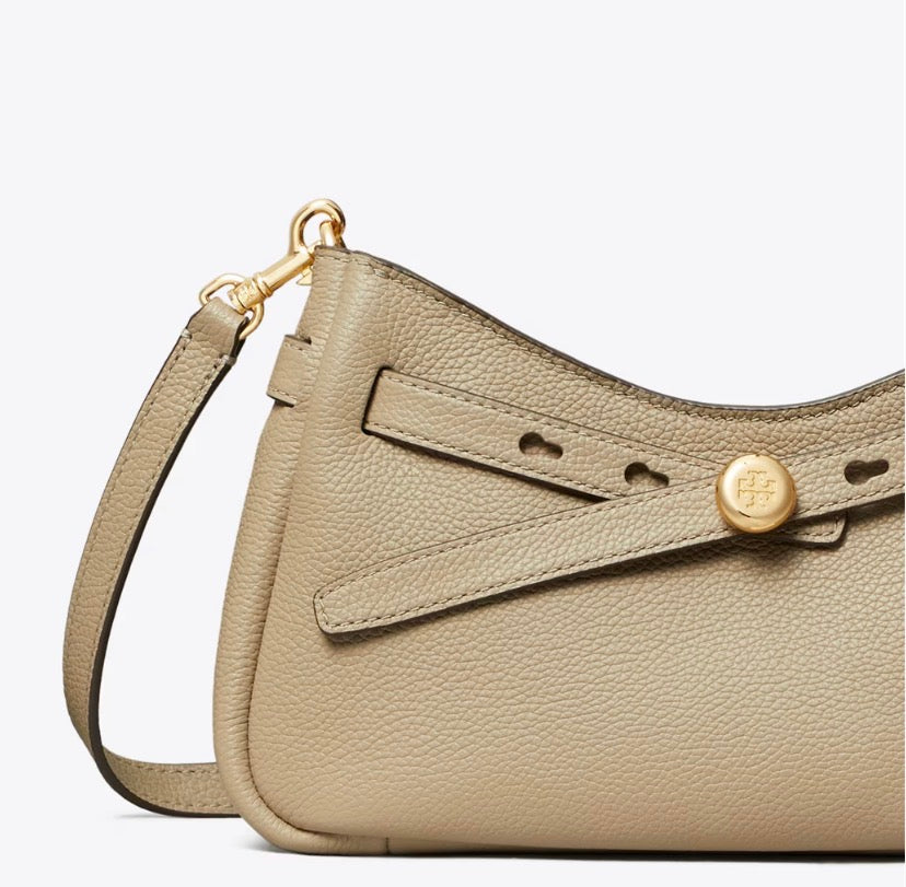 TORY BURCH ROMY ZIP TOP CROSSBODY  -  soft cement