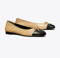 TORY BURCH CAP-TOE BALLET   -   Ginger Shortbread / Perfect Black