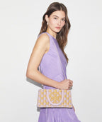 TORY BURCH ELLA HAND-CROCHETED EAST-WEST TOTE  -  pale purple