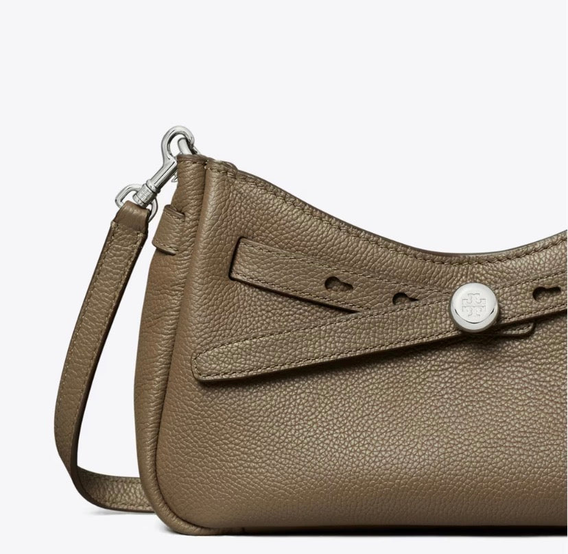 TORY BURCH ROMY ZIP TOP CROSSBODY  -  wild mushroom