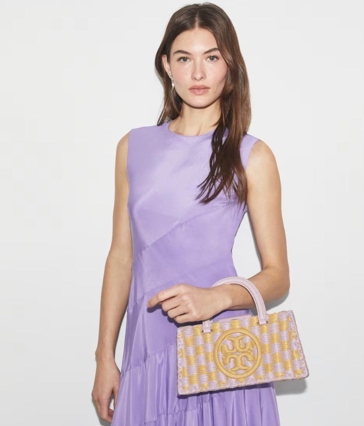 TORY BURCH ELLA HAND-CROCHETED EAST-WEST TOTE  -  pale purple