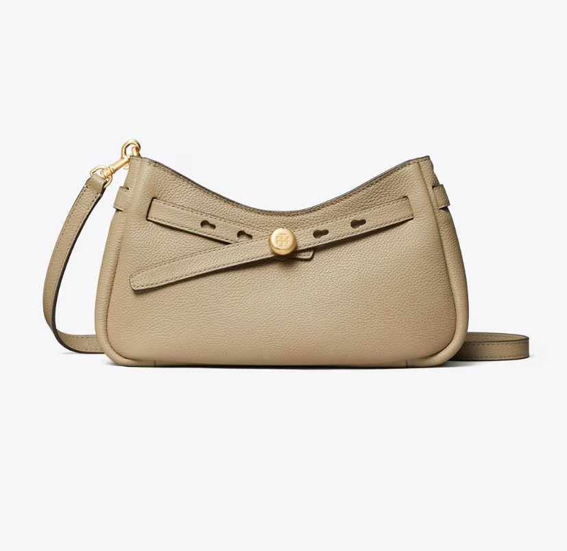 TORY BURCH ROMY ZIP TOP CROSSBODY  -  soft cement