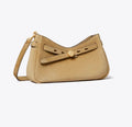 TORY BURCH ROMY SUEDE ZIP TOP CROSSBODY BAG  -  butter
