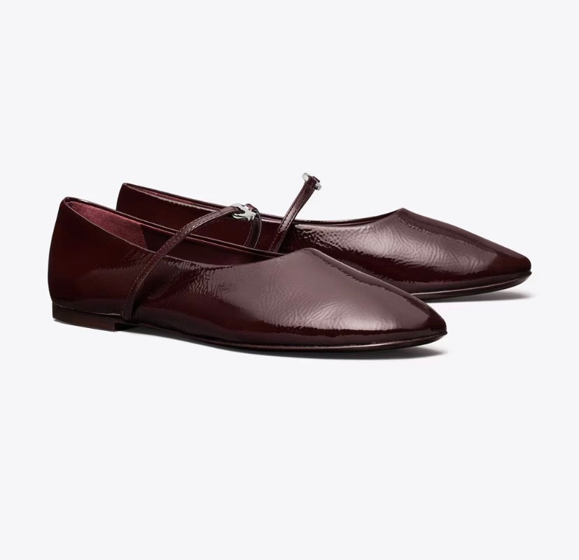 TORY BURCH GEMINI LINK MARY JANE   -  Plum / Silver