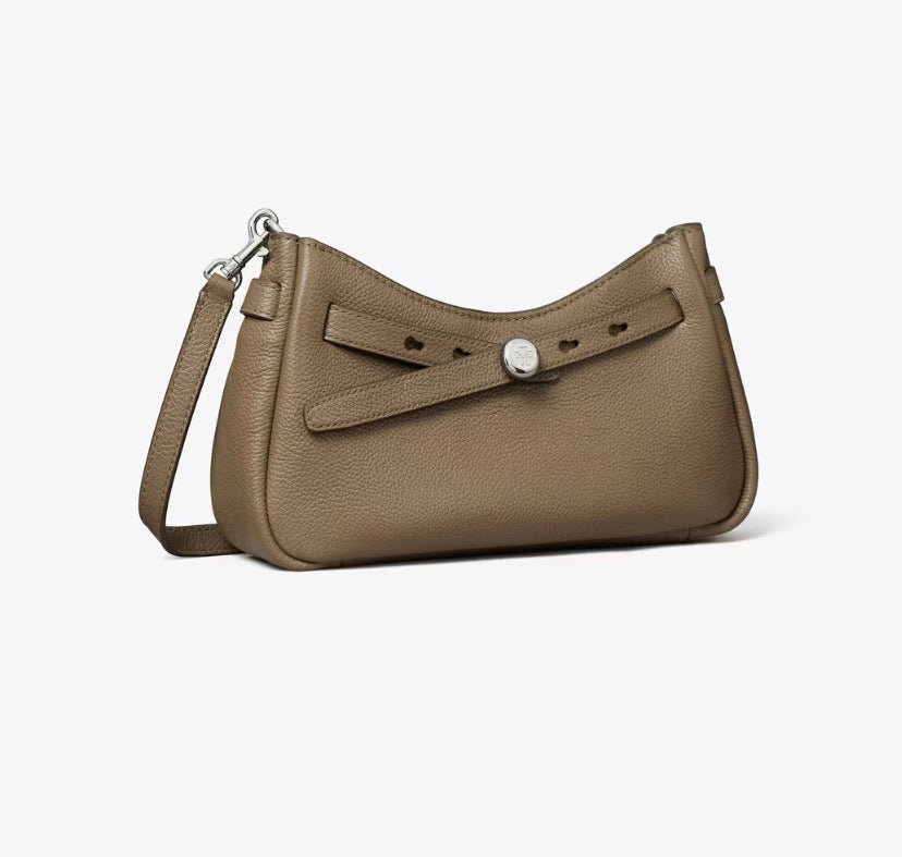 TORY BURCH ROMY ZIP TOP CROSSBODY  -  wild mushroom