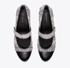 TORY BURCH CAP-TOE MARY JANE  -  Pink / Black multi