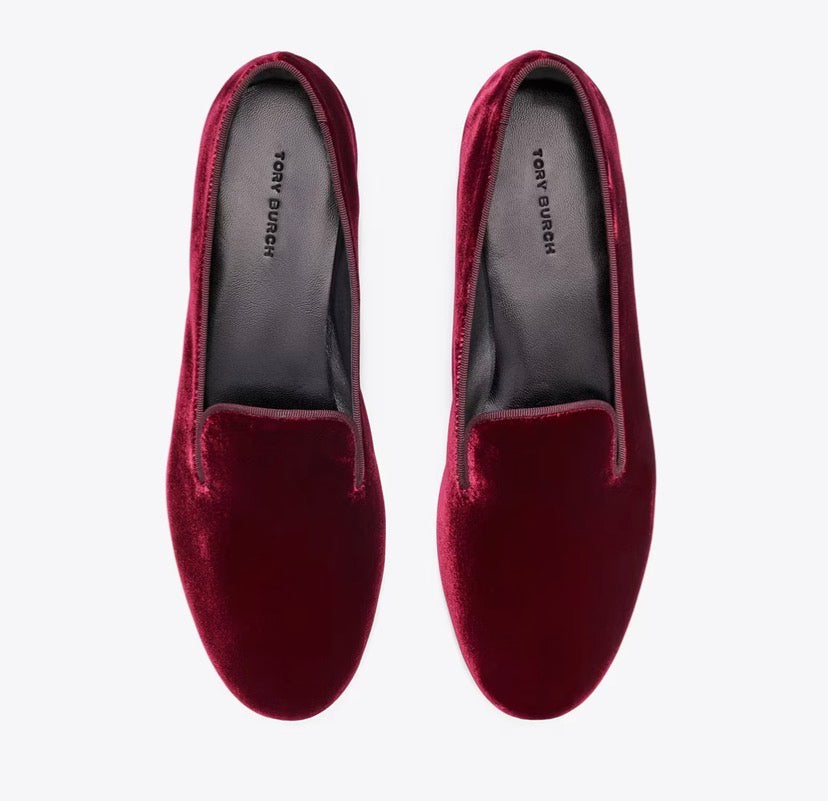 TORY BURCH SMOKING SLIPPER   -  Dark Carmine