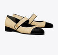 TORY BURCH CAP-TOE MARY JANE  -  Natural / Perfect Black
