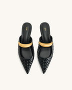 JW PEI Helena Weave Pierced Mules  -   Black