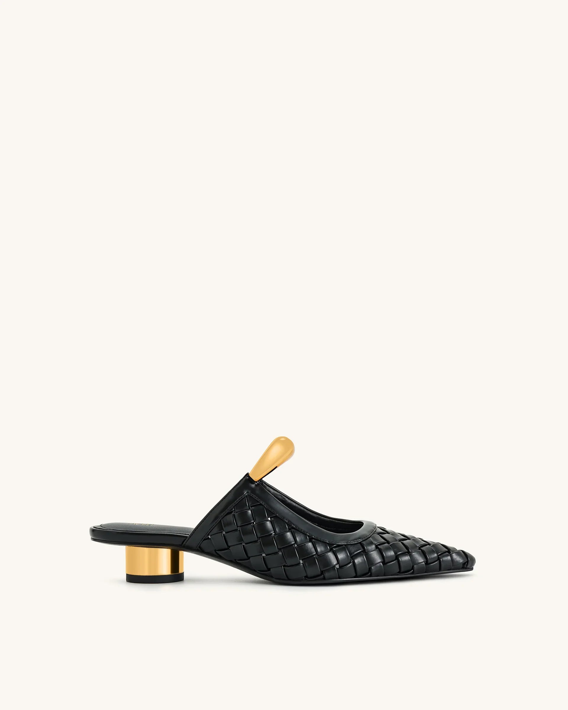 JW PEI Helena Weave Pierced Mules  -   Black