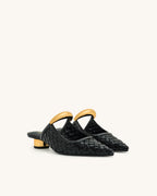 JW PEI Helena Weave Pierced Mules  -   Black