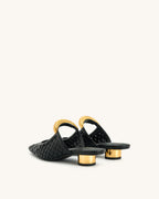 JW PEI Helena Weave Pierced Mules  -   Black