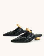 JW PEI Helena Weave Pierced Mules  -   Black