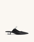 JW PEI Helena Pierced Mules  -  Black