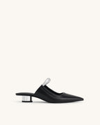 JW PEI Helena Pierced Mules  -  Black