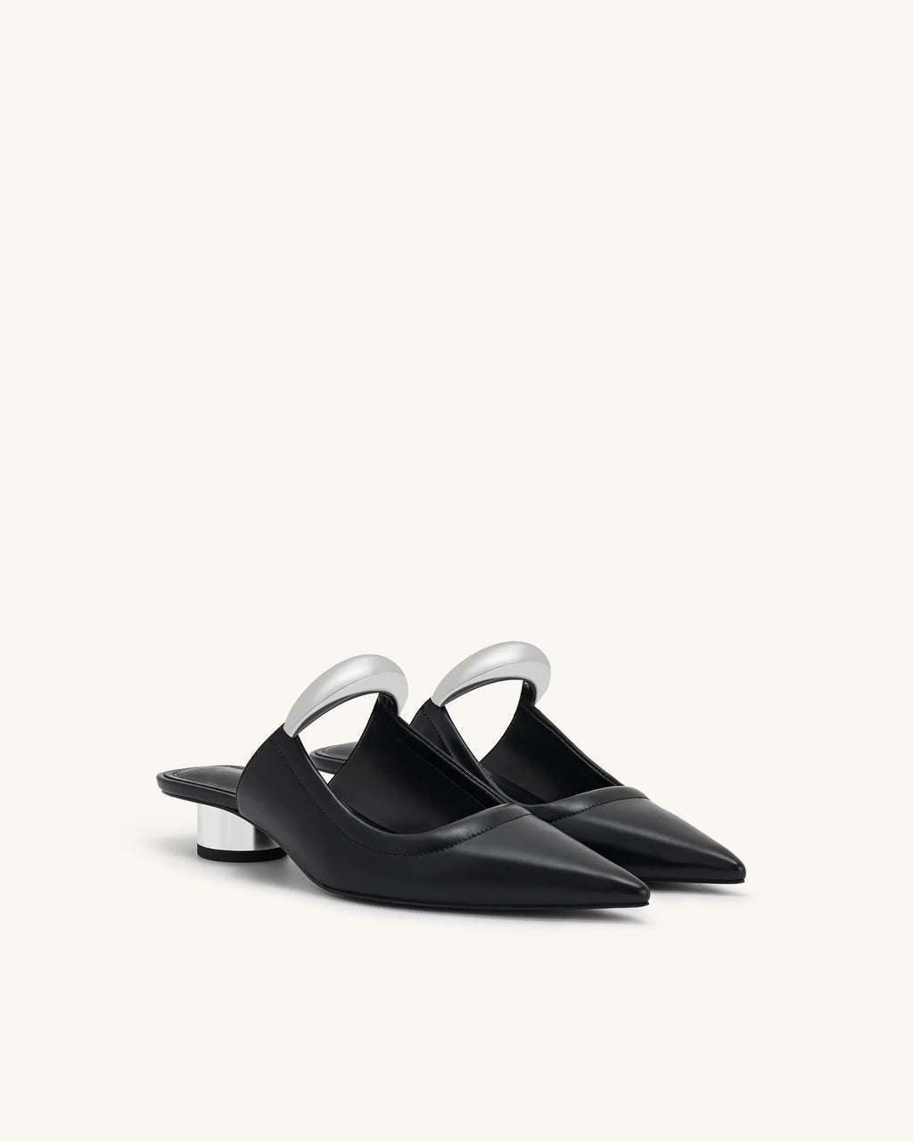 JW PEI Helena Pierced Mules  -  Black