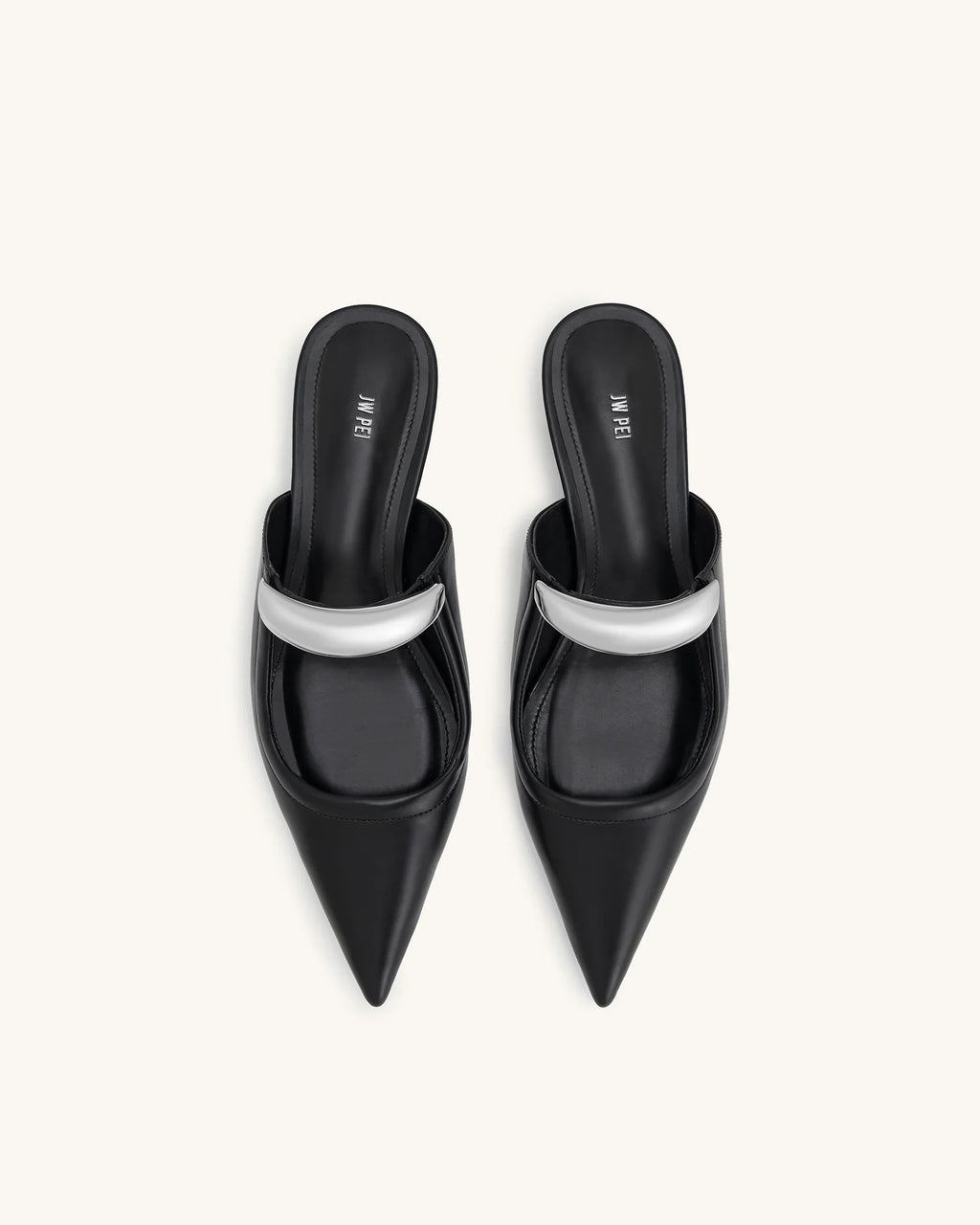 JW PEI Helena Pierced Mules  -  Black