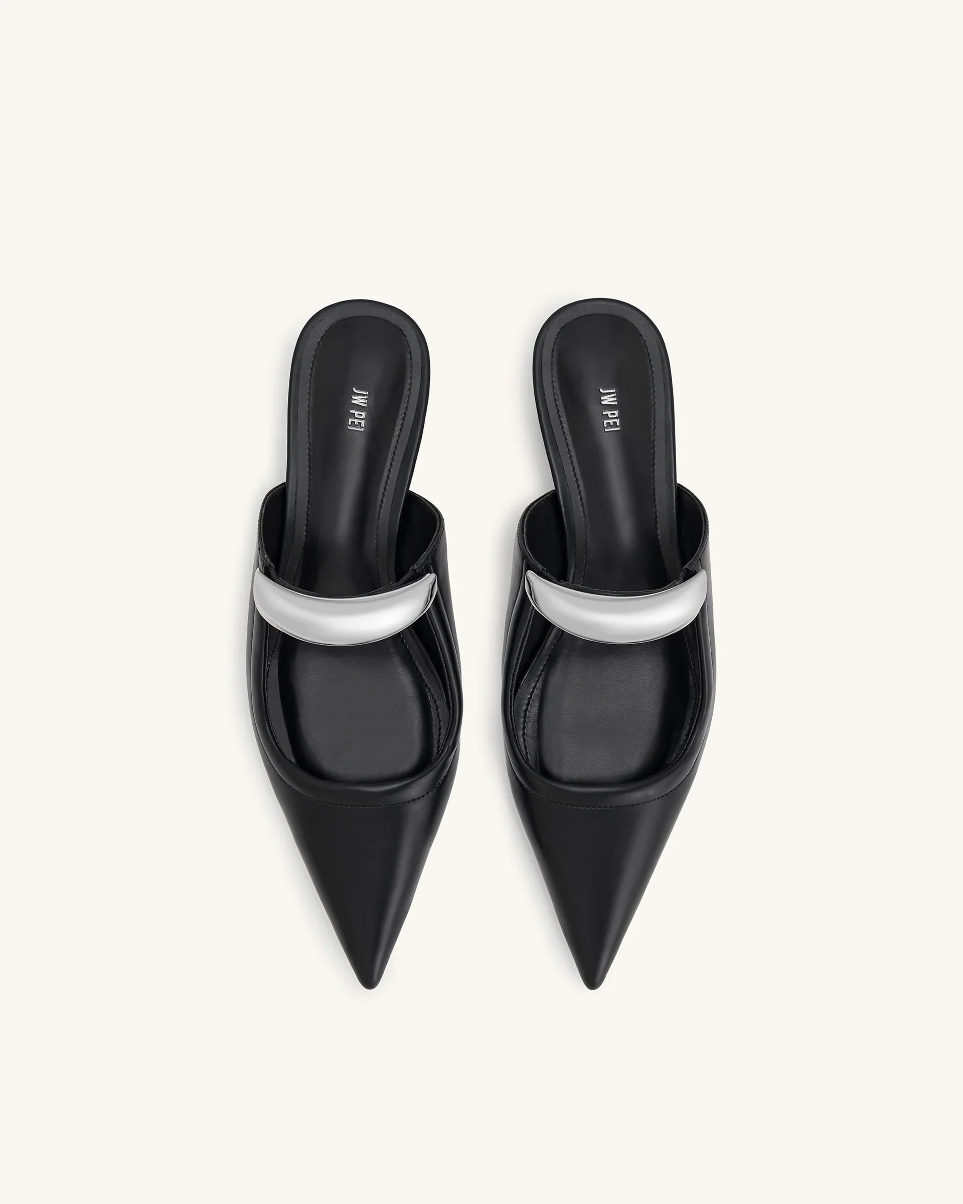 JW PEI Helena Pierced Mules  -  Black