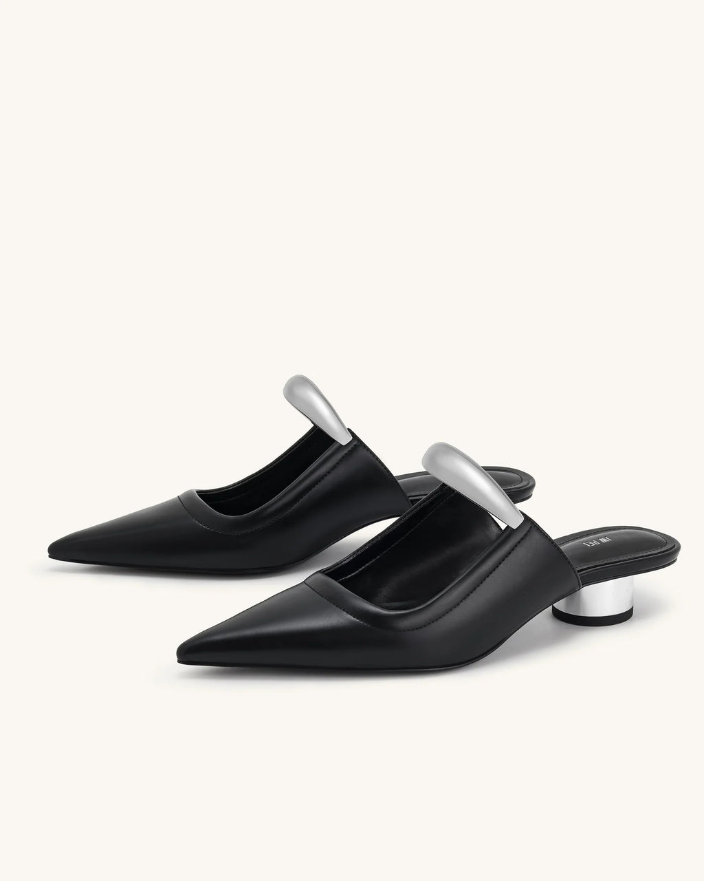 JW PEI Helena Pierced Mules  -  Black
