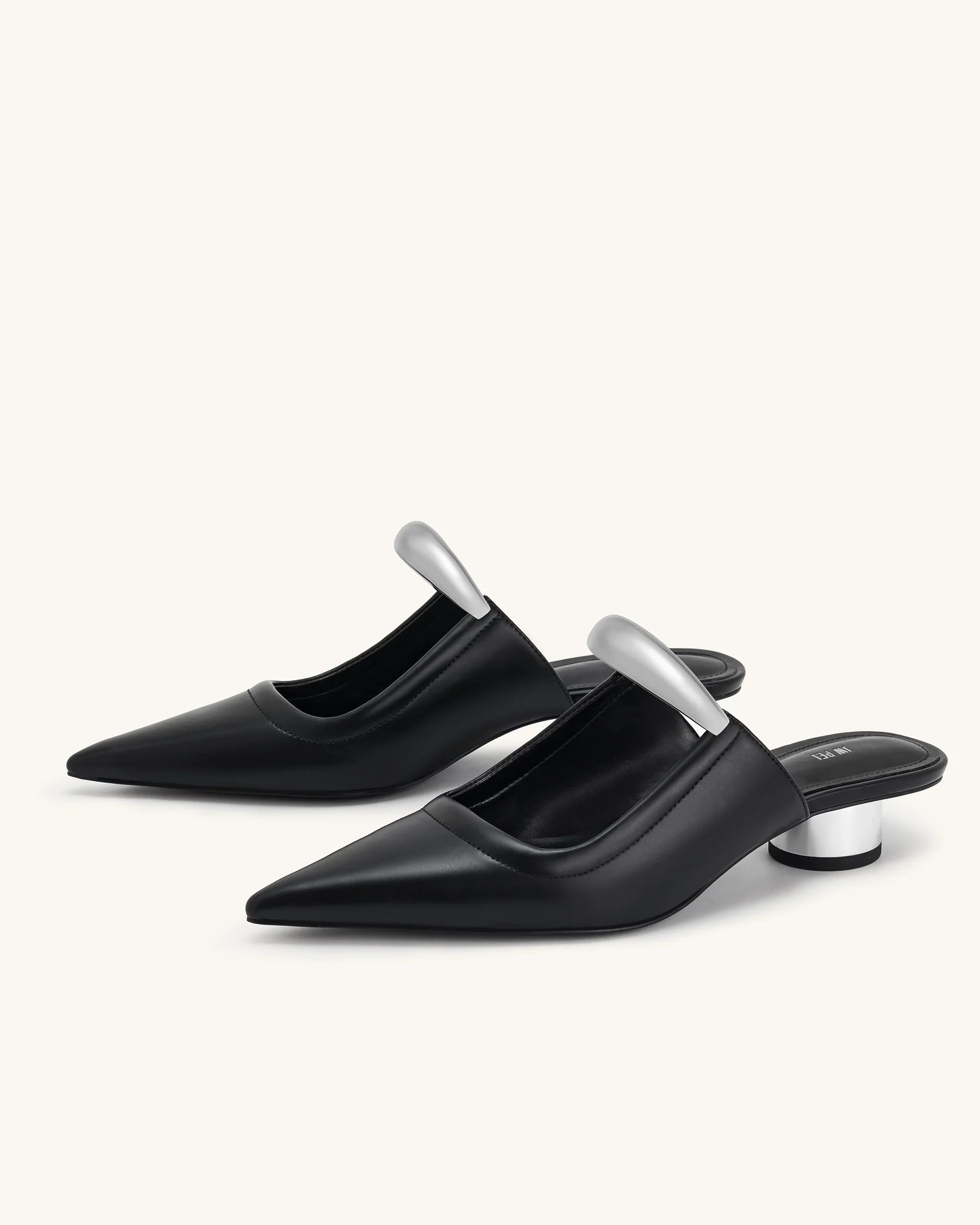 JW PEI Helena Pierced Mules  -  Black