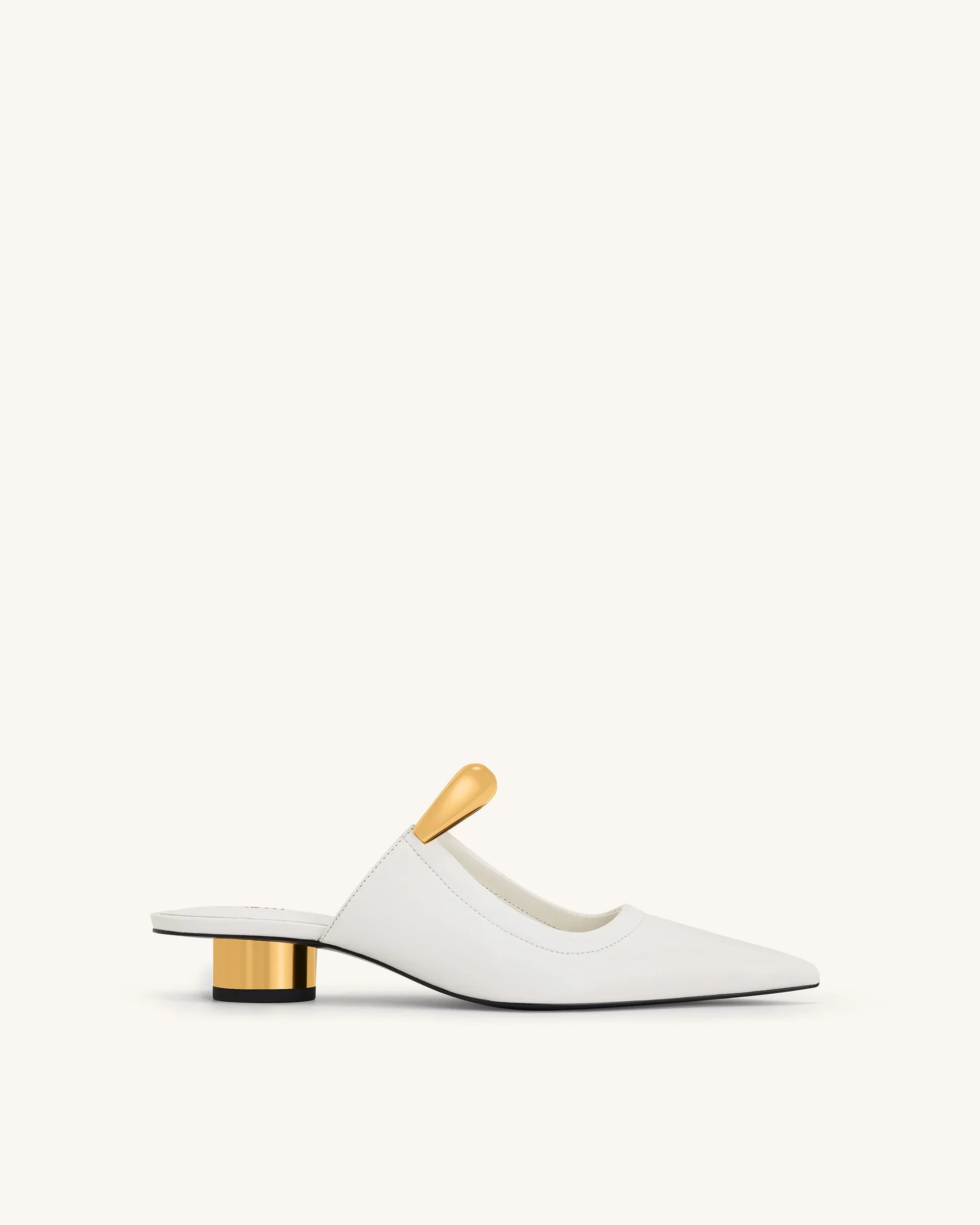 JW PEI Helena Pierced Mules  -  White