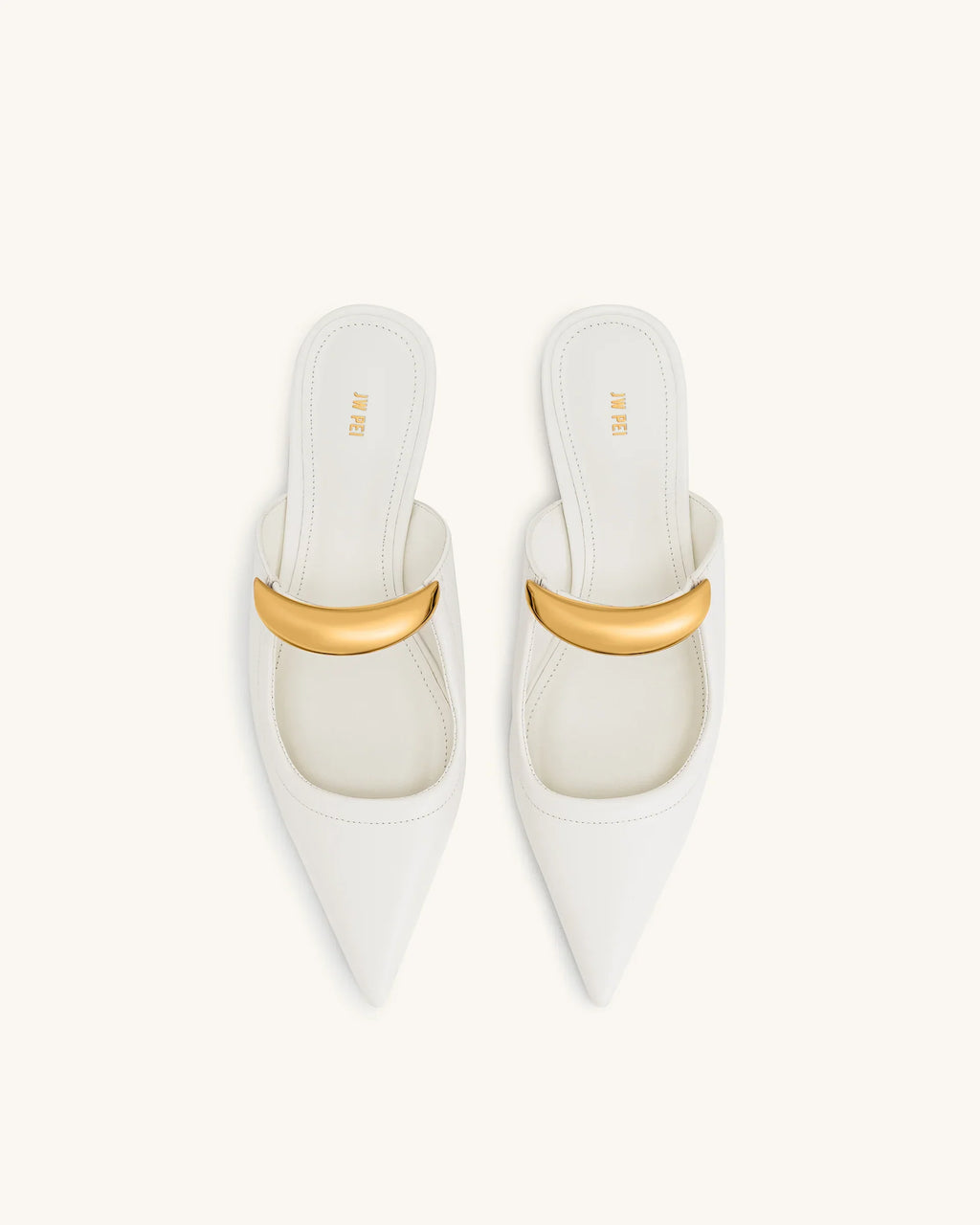 JW PEI Helena Pierced Mules  -  White