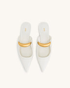 JW PEI Helena Pierced Mules  -  White