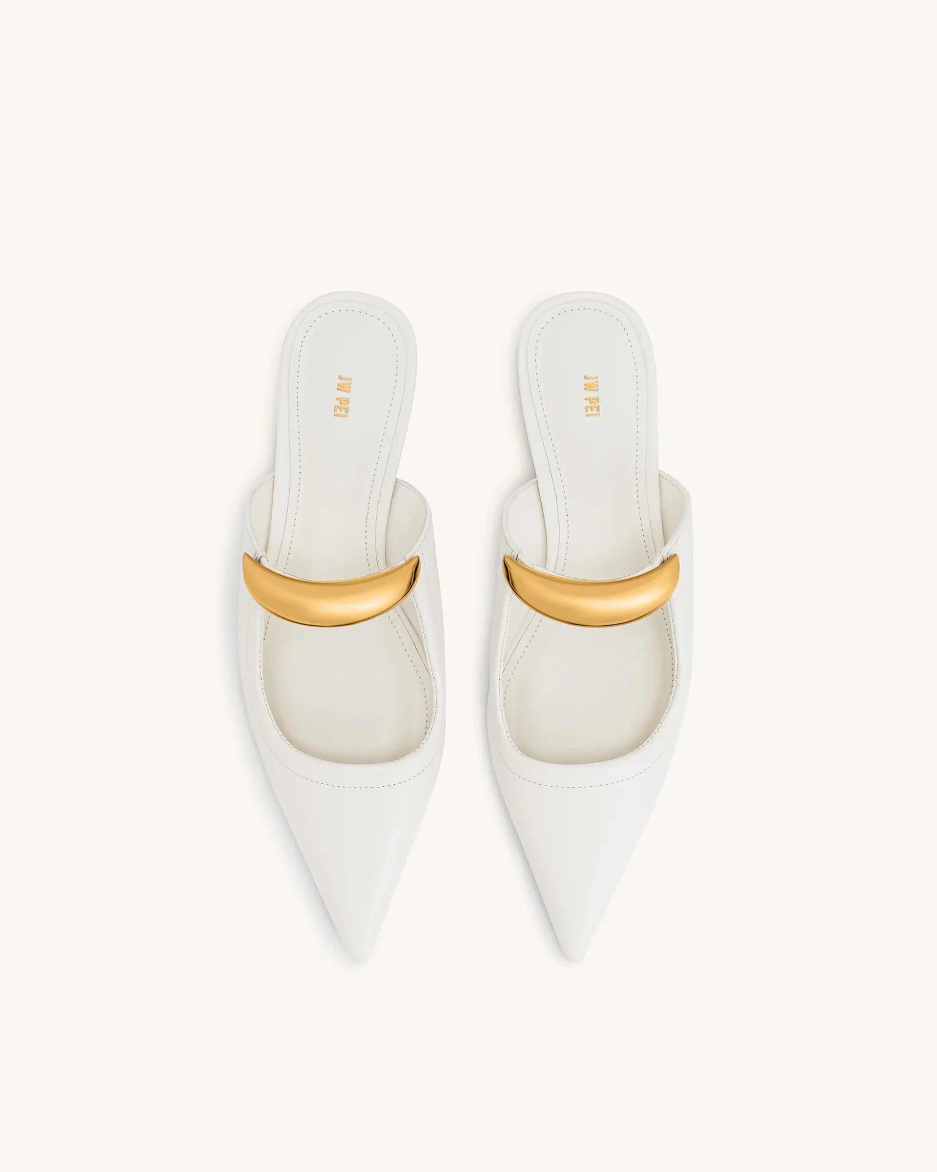 JW PEI Helena Pierced Mules  -  White