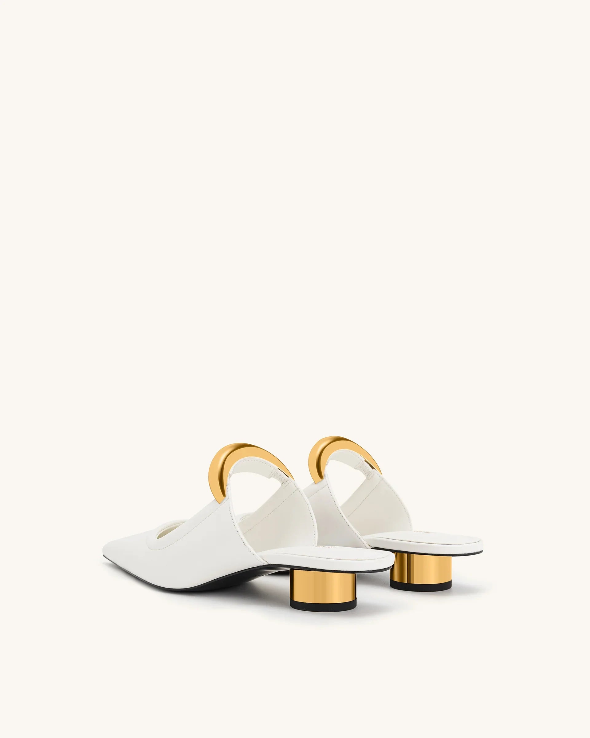 JW PEI Helena Pierced Mules  -  White