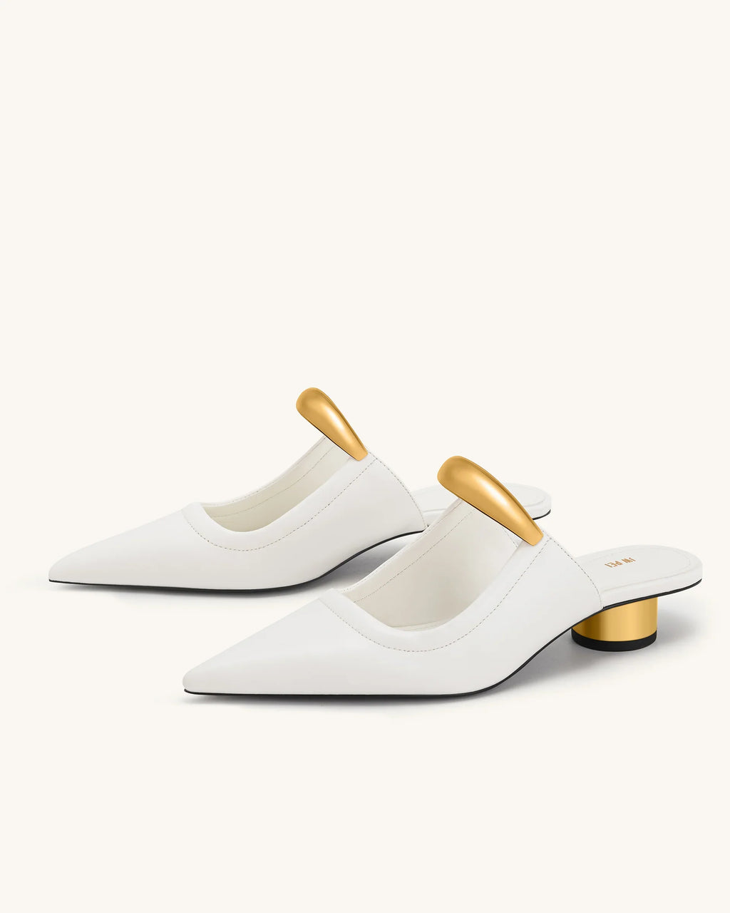 JW PEI Helena Pierced Mules  -  White